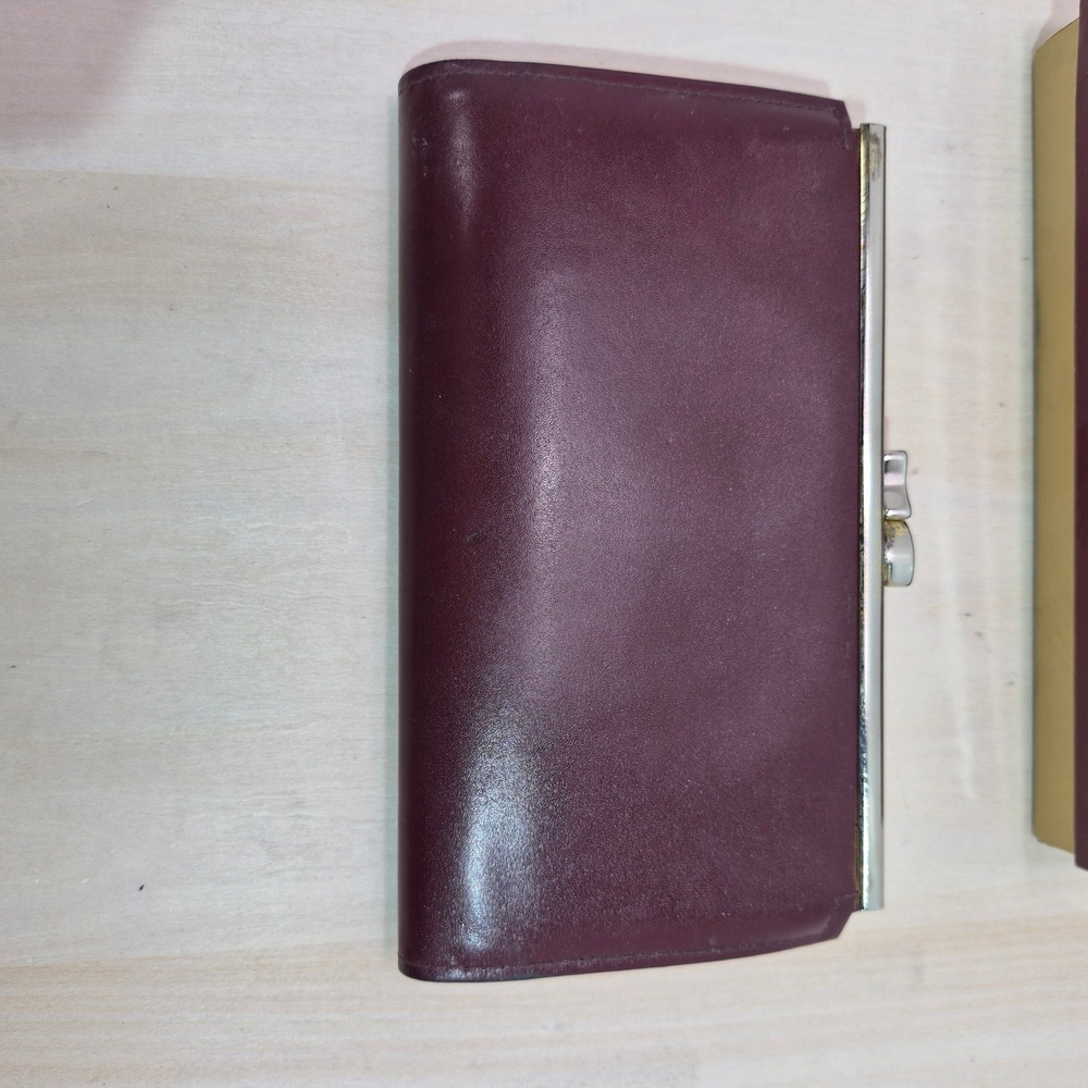Vintage Princess Gardner Burgundy Leather French Purse Kiss Lock Trifold Wallet - Picture 5 of 7